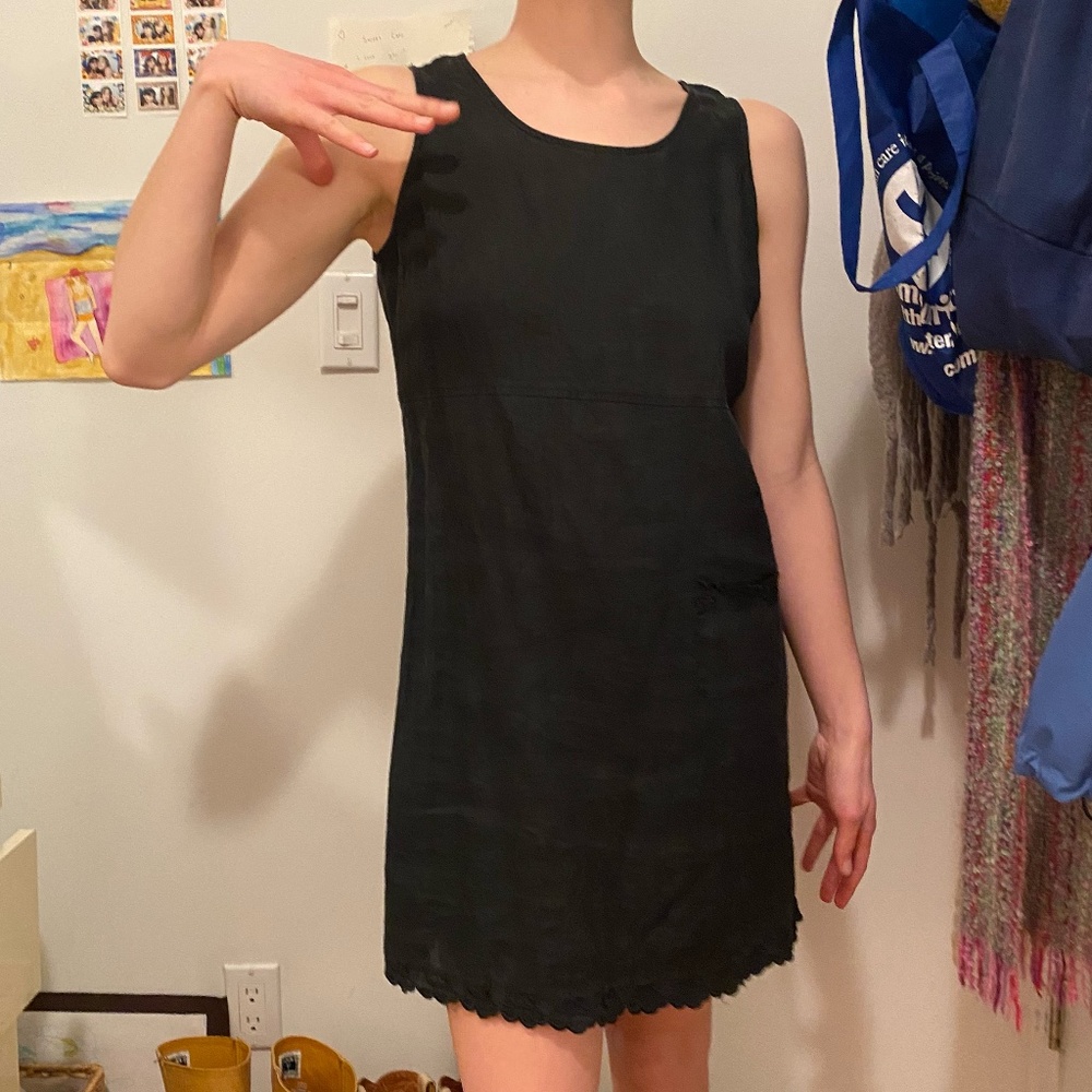 Black Linen Shift Dress